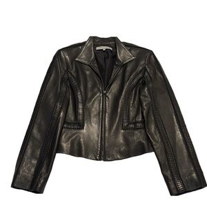 Anne Klein Leather Jacket, Size SP, Black